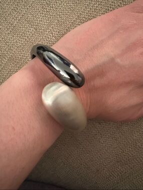 Cuff Bracelet two tone gunmetal and matte silver